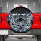 Aotearoa Ngati Porou Spare Tire Cover Maori Light Blue Tribal Paua Shell Pattern