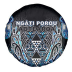 Aotearoa Ngati Porou Spare Tire Cover Maori Light Blue Tribal Paua Shell Pattern