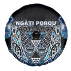 Aotearoa Ngati Porou Spare Tire Cover Maori Light Blue Tribal Paua Shell Pattern