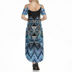 Aotearoa Ngati Porou Summer Maxi Dress Maori Light Blue Tribal Paua Shell Pattern