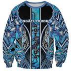 Aotearoa Ngati Porou Sweatshirt Maori Light Blue Tribal Paua Shell Pattern