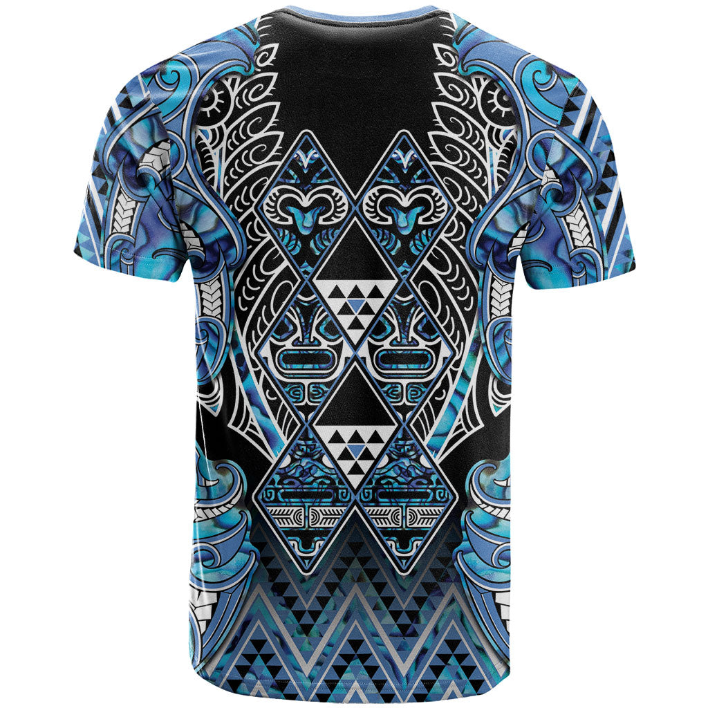 Aotearoa Ngati Porou T Shirt Maori Light Blue Tribal Paua Shell Pattern