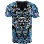 Aotearoa Ngati Porou T Shirt Maori Light Blue Tribal Paua Shell Pattern