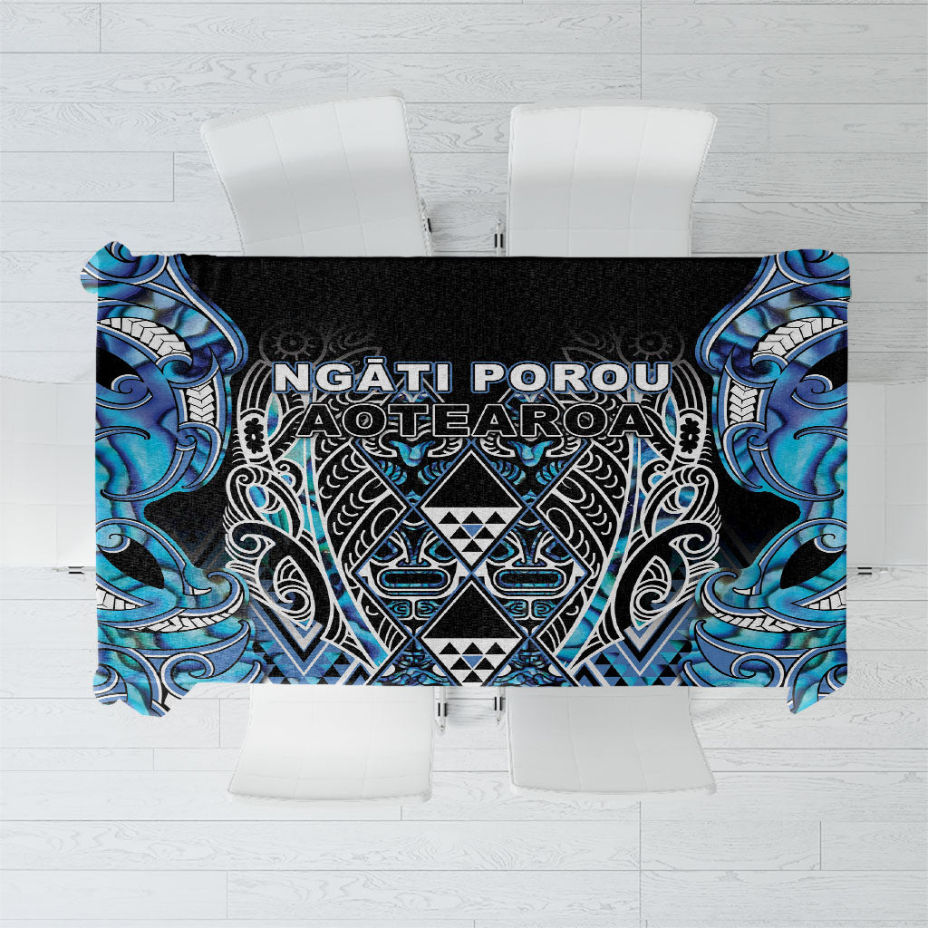 Aotearoa Ngati Porou Tablecloth Maori Light Blue Tribal Paua Shell Pattern