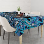 Aotearoa Ngati Porou Tablecloth Maori Light Blue Tribal Paua Shell Pattern