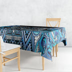 Aotearoa Ngati Porou Tablecloth Maori Light Blue Tribal Paua Shell Pattern