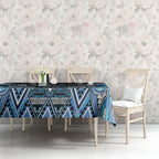 Aotearoa Ngati Porou Tablecloth Maori Light Blue Tribal Paua Shell Pattern