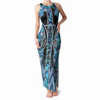 Aotearoa Ngati Porou Tank Maxi Dress Maori Light Blue Tribal Paua Shell Pattern