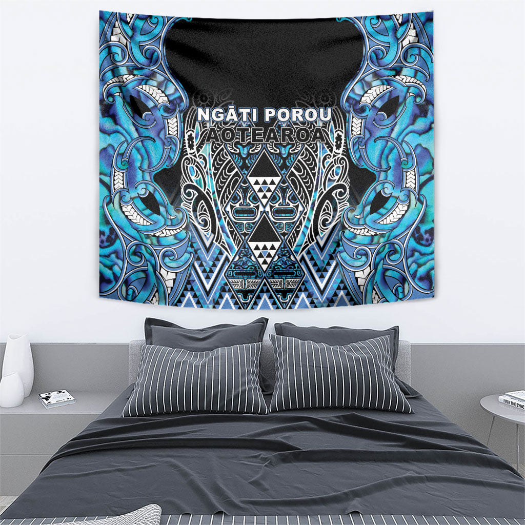 Aotearoa Ngati Porou Tapestry Maori Light Blue Tribal Paua Shell Pattern