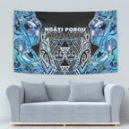Aotearoa Ngati Porou Tapestry Maori Light Blue Tribal Paua Shell Pattern