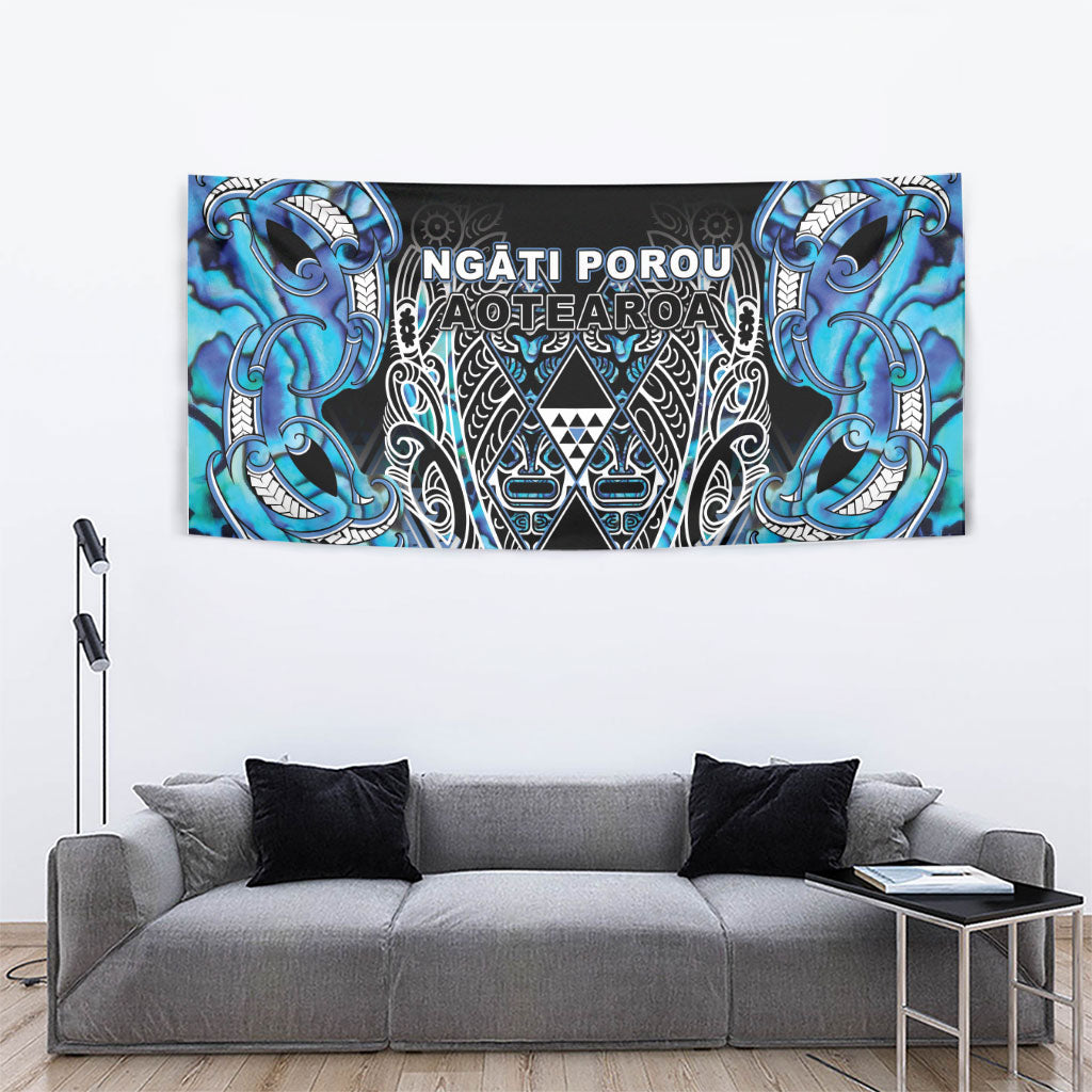 Aotearoa Ngati Porou Tapestry Maori Light Blue Tribal Paua Shell Pattern