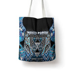 Aotearoa Ngati Porou Tote Bag Maori Light Blue Tribal Paua Shell Pattern