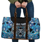 Aotearoa Ngati Porou Travel Bag Maori Light Blue Tribal Paua Shell Pattern