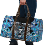 Aotearoa Ngati Porou Travel Bag Maori Light Blue Tribal Paua Shell Pattern