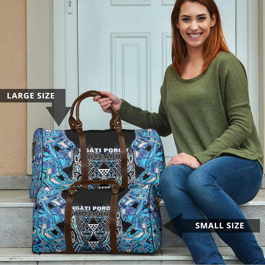 Aotearoa Ngati Porou Travel Bag Maori Light Blue Tribal Paua Shell Pattern