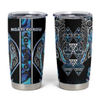 Aotearoa Ngati Porou Tumbler Cup Maori Light Blue Tribal Paua Shell Pattern