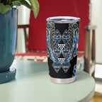 Aotearoa Ngati Porou Tumbler Cup Maori Light Blue Tribal Paua Shell Pattern