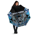 Aotearoa Ngati Porou Umbrella Maori Light Blue Tribal Paua Shell Pattern