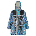 Aotearoa Ngati Porou Wearable Blanket Hoodie Maori Light Blue Tribal Paua Shell Pattern