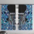 Aotearoa Ngati Porou Window Curtain Maori Light Blue Tribal Paua Shell Pattern
