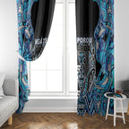 Aotearoa Ngati Porou Window Curtain Maori Light Blue Tribal Paua Shell Pattern