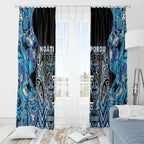 Aotearoa Ngati Porou Window Curtain Maori Light Blue Tribal Paua Shell Pattern