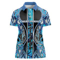 Aotearoa Ngati Porou Women Polo Shirt Maori Light Blue Tribal Paua Shell Pattern