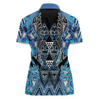 Aotearoa Ngati Porou Women Polo Shirt Maori Light Blue Tribal Paua Shell Pattern