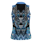 Aotearoa Ngati Porou Women Sleeveless Polo Shirt Maori Light Blue Tribal Paua Shell Pattern