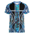 Aotearoa Ngati Porou Women V-Neck T-Shirt Maori Light Blue Tribal Paua Shell Pattern