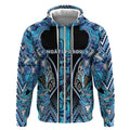 Aotearoa Ngati Porou Zip Hoodie Maori Light Blue Tribal Paua Shell Pattern