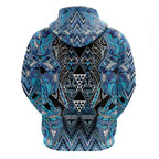 Aotearoa Ngati Porou Zip Hoodie Maori Light Blue Tribal Paua Shell Pattern