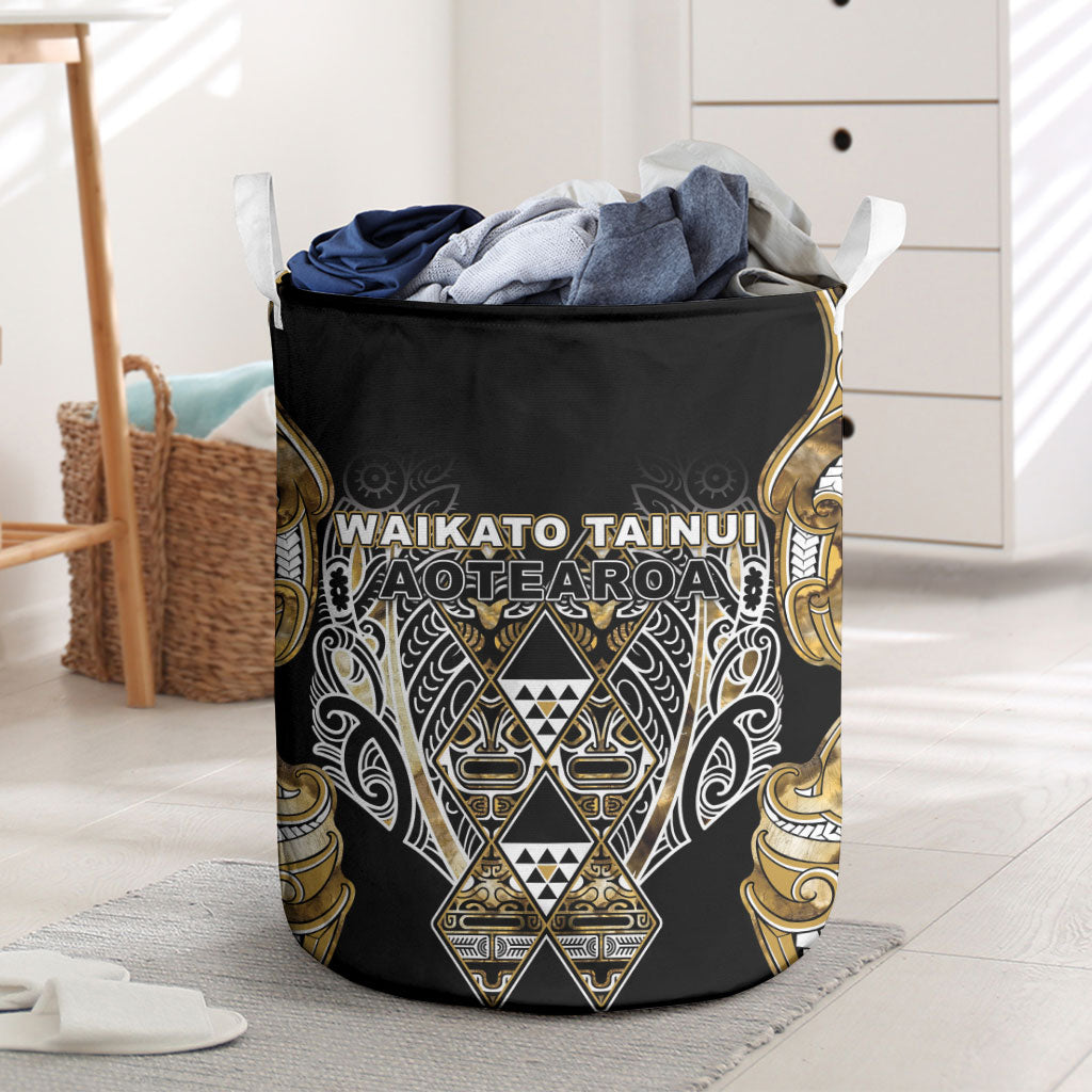 Aotearoa Waikato Tainui Laundry Basket Maori Light Gold Tribal Paua Shell Pattern