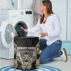 Aotearoa Waikato Tainui Laundry Basket Maori Light Gold Tribal Paua Shell Pattern