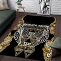 Aotearoa Waikato Tainui Area Rug Maori Light Gold Tribal Paua Shell Pattern