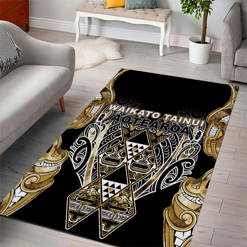 Aotearoa Waikato Tainui Area Rug Maori Light Gold Tribal Paua Shell Pattern