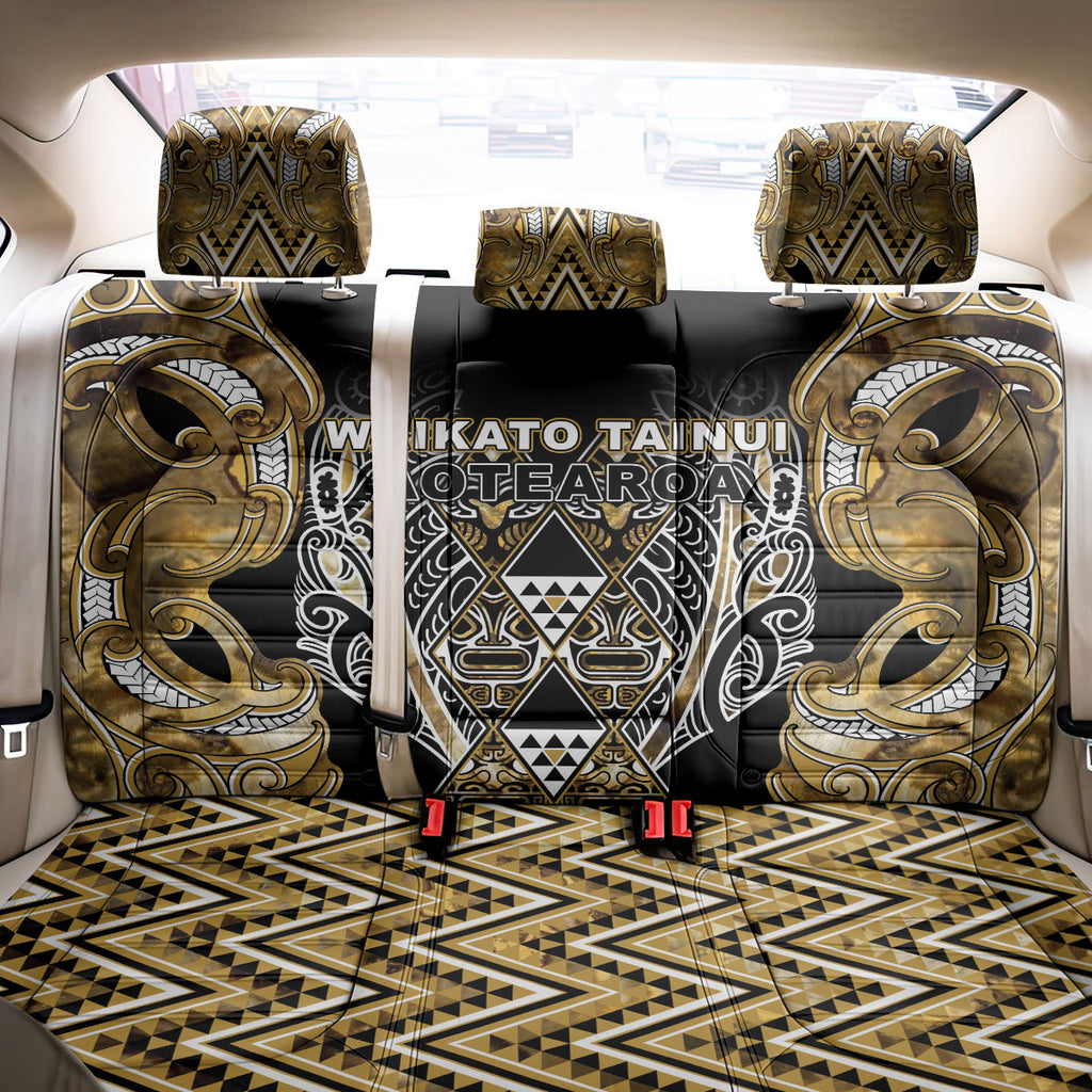Aotearoa Waikato Tainui Back Car Seat Cover Maori Light Gold Tribal Paua Shell Pattern