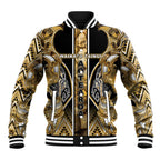 Aotearoa Waikato Tainui Baseball Jacket Maori Light Gold Tribal Paua Shell Pattern