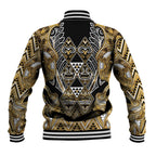 Aotearoa Waikato Tainui Baseball Jacket Maori Light Gold Tribal Paua Shell Pattern