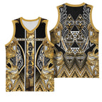 Aotearoa Waikato Tainui Basketball Jersey Maori Light Gold Tribal Paua Shell Pattern