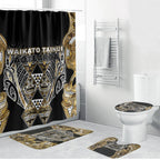 Aotearoa Waikato Tainui Bathroom Set Maori Light Gold Tribal Paua Shell Pattern
