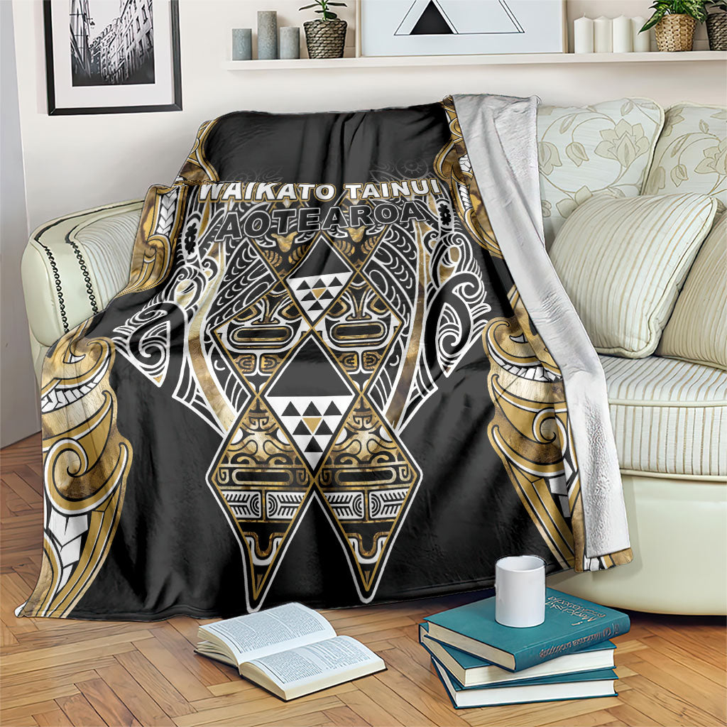 Aotearoa Waikato Tainui Blanket Maori Light Gold Tribal Paua Shell Pattern