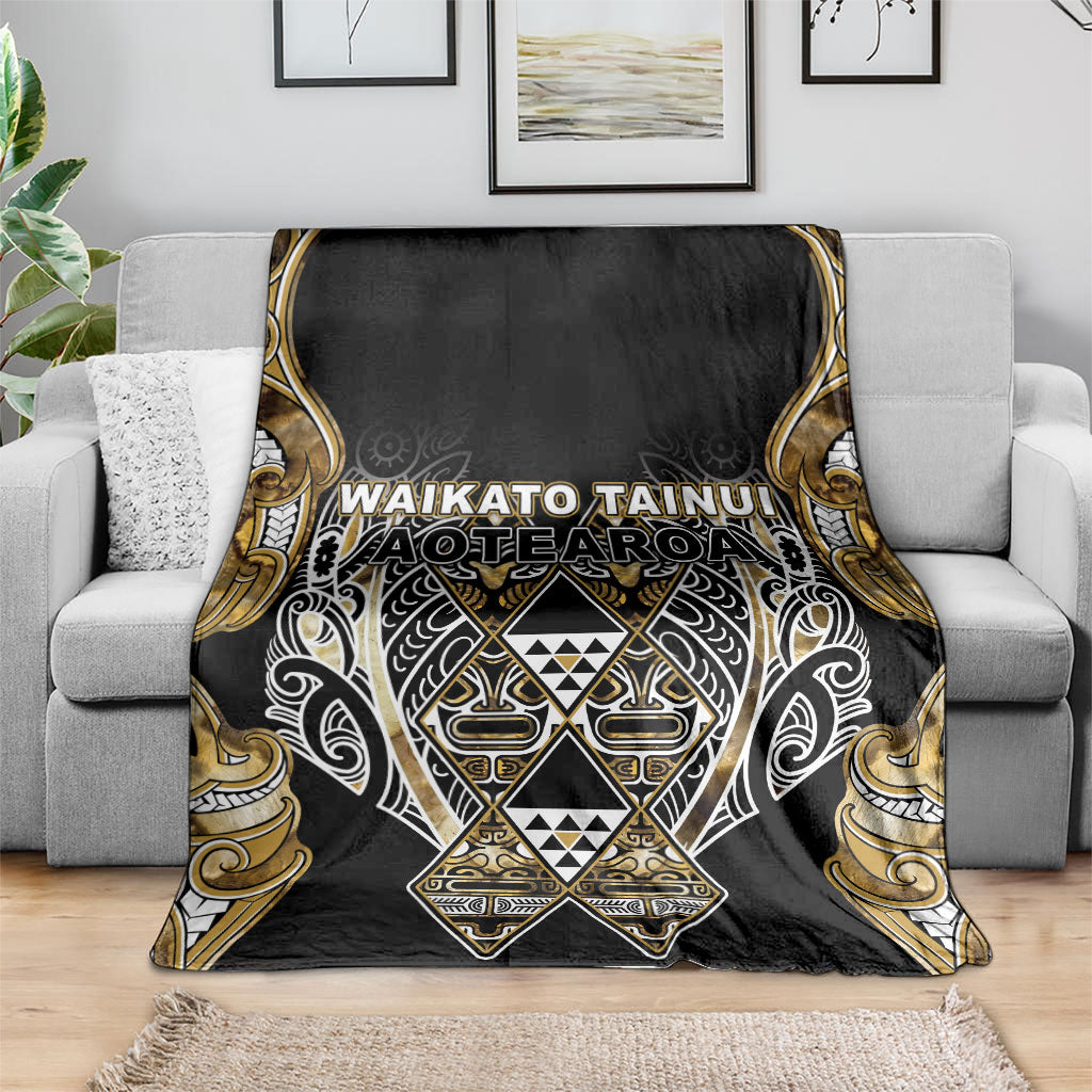 Aotearoa Waikato Tainui Blanket Maori Light Gold Tribal Paua Shell Pattern