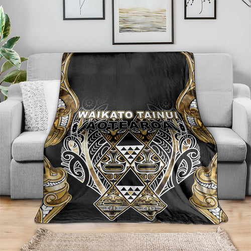 Aotearoa Waikato Tainui Blanket Maori Light Gold Tribal Paua Shell Pattern