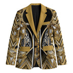 Aotearoa Waikato Tainui Blazer Maori Light Gold Tribal Paua Shell Pattern