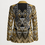 Aotearoa Waikato Tainui Blazer Maori Light Gold Tribal Paua Shell Pattern
