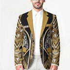 Aotearoa Waikato Tainui Blazer Maori Light Gold Tribal Paua Shell Pattern