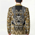 Aotearoa Waikato Tainui Blazer Maori Light Gold Tribal Paua Shell Pattern