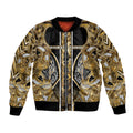 Aotearoa Waikato Tainui Bomber Jacket Maori Light Gold Tribal Paua Shell Pattern