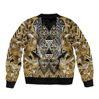 Aotearoa Waikato Tainui Bomber Jacket Maori Light Gold Tribal Paua Shell Pattern